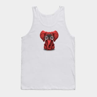 Baby Elephant with Glasses and Albanian Flag Tank Top